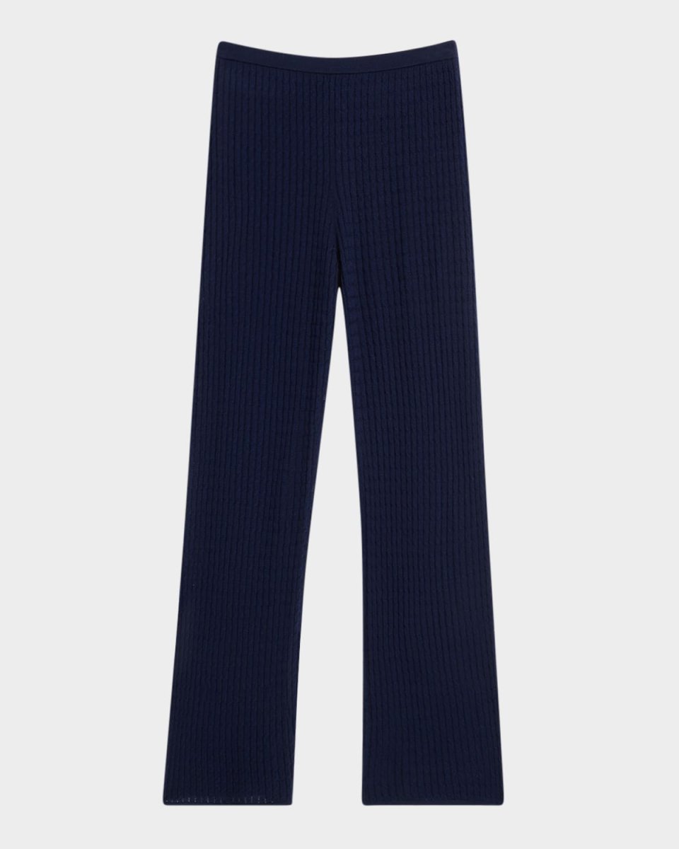 Fine Pointelle Cable-Knit Pants